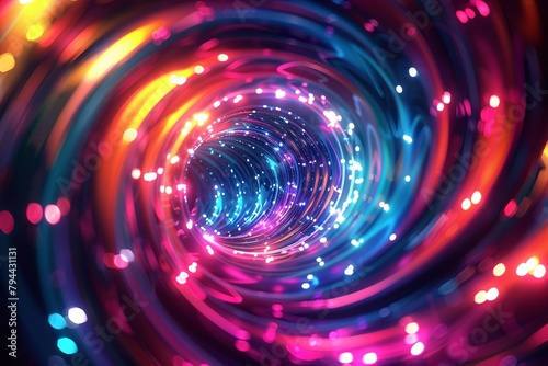 Abstract background filled with neon lights and swirling vortexes