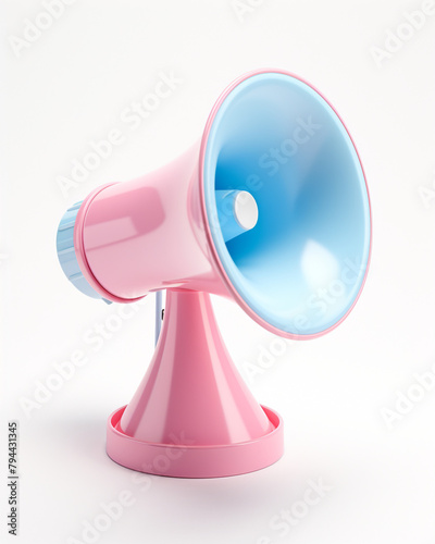 3D megaphone, children's cartoon style, delicate pastel colors, on a white background сreated with Generative Ai