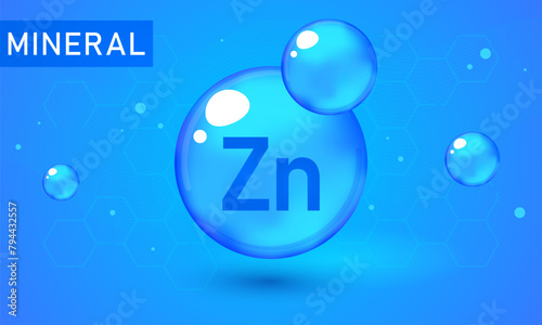 Mineral blue shining pill capsule icon. Zn Zink Vector. Mineral Blue Pill Icon. Vitamin Capsule Pill Zn Zink Icon. Substance For Beauty, Cosmetic, Heath Promo Ads Design. 3D Mineral Complex Zn Zink