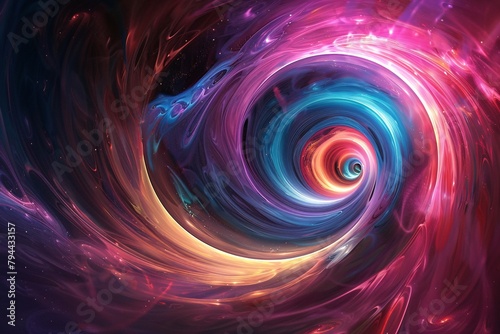 Surreal and futuristic background filled with swirling vortexes and vibrant colors, captivating the imagination