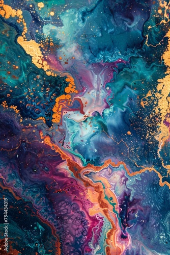 Lose yourself in an abstract composition where metallic and psychedelic elements converge