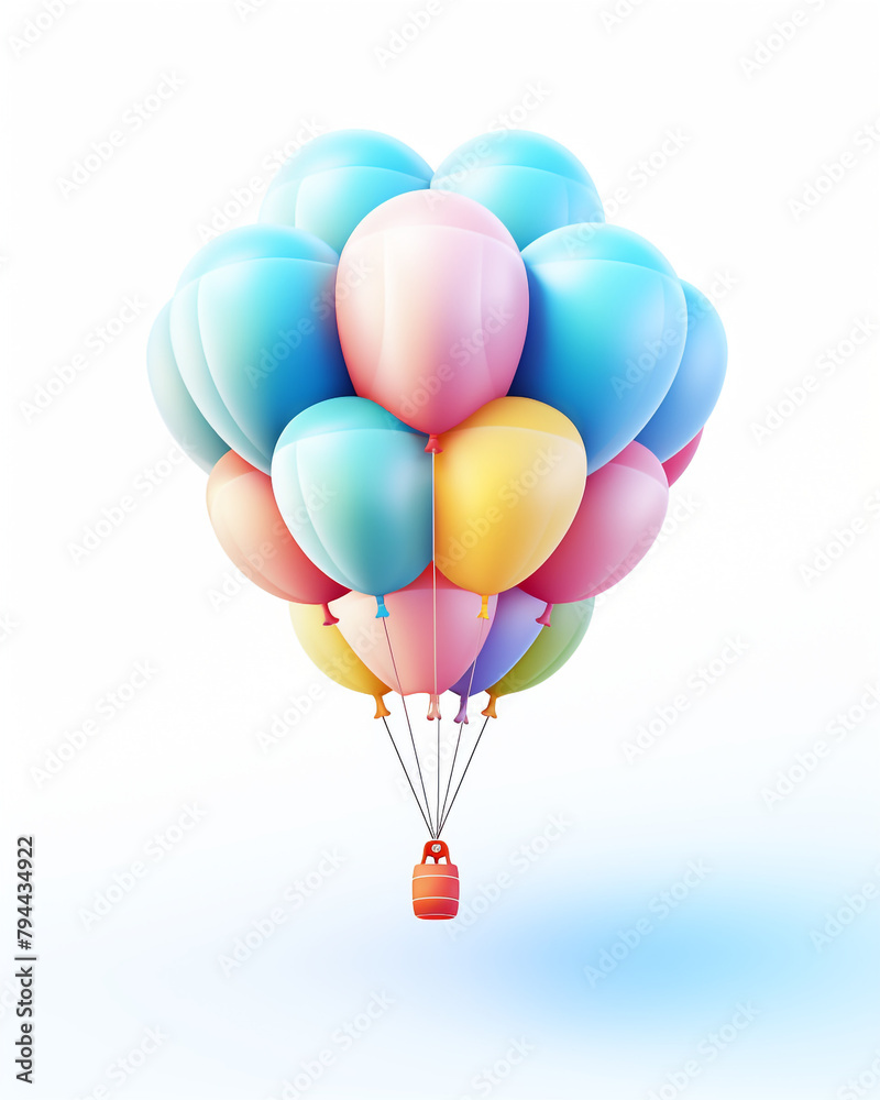 3D balloon for flight, children's cartoon style, delicate pastel colors, on a white background сreated with Generative Ai 3D balloon for flight, children's cartoon style, delicate pastel colors, on a white background сreated with Generative Ai