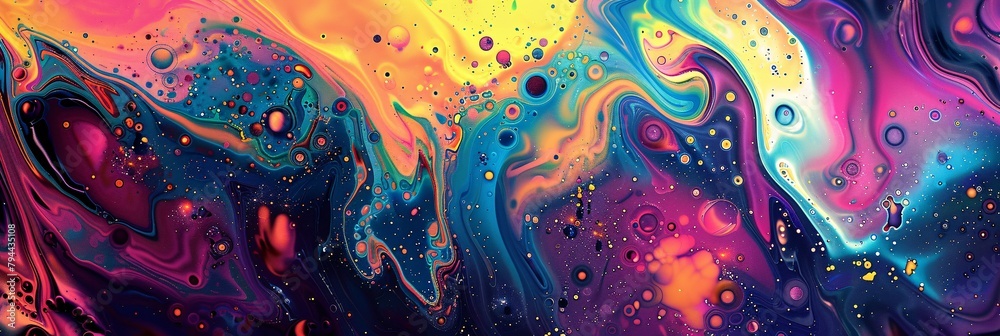 Explore a vibrant and dynamic digital artwork, merging metallic accents with psychedelic designs