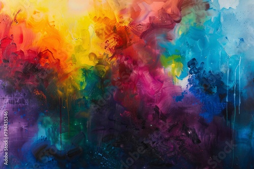 Embark on a journey through a vivid rainbow dreamscape where abstract forms dance with the colors of the spectrum photo