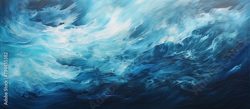 it is a painting of a storm in the ocean photo