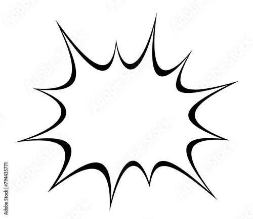A dynamic and fluid spiky outline in black, featuring elegantly curved spikes for a striking visual effect on a white background.
