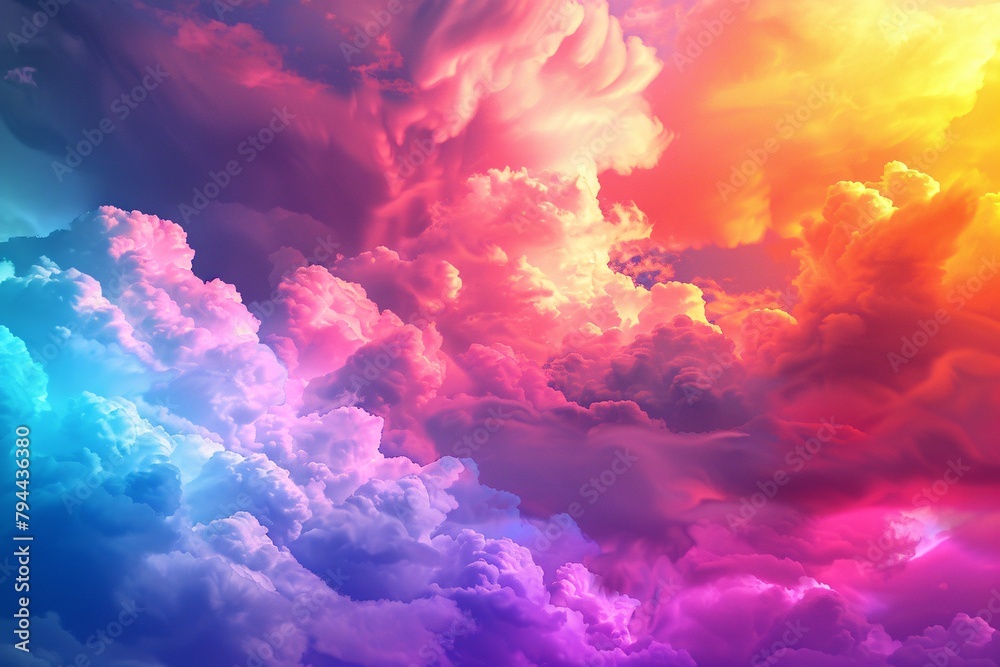 Behold a surreal dreamscape where the rainbow meets abstract artistry in a vibrant explosion of color