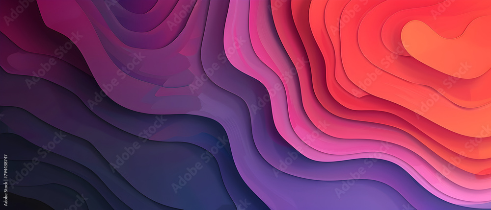 A colorful, abstract image with purple and orange lines. The image has a dreamy, whimsical feel to it - obrazy, fototapety, plakaty 