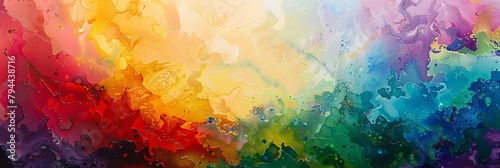 Witness an enchanting dreamscape where abstract shapes merge with the vibrant hues of the rainbow