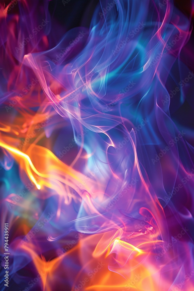 Lose yourself in an ethereal dreamscape where vibrant colors merge with the flickering warmth of fire