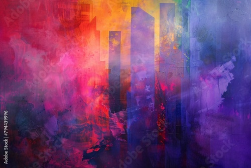 Lose yourself in an enchanting dreamscape where abstract shapes merge with the vibrant hues of the rainbow