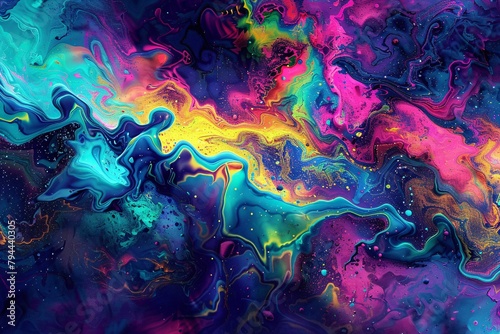 Lose yourself in a surreal dreamscape where abstract patterns flicker with the colors of the rainbow