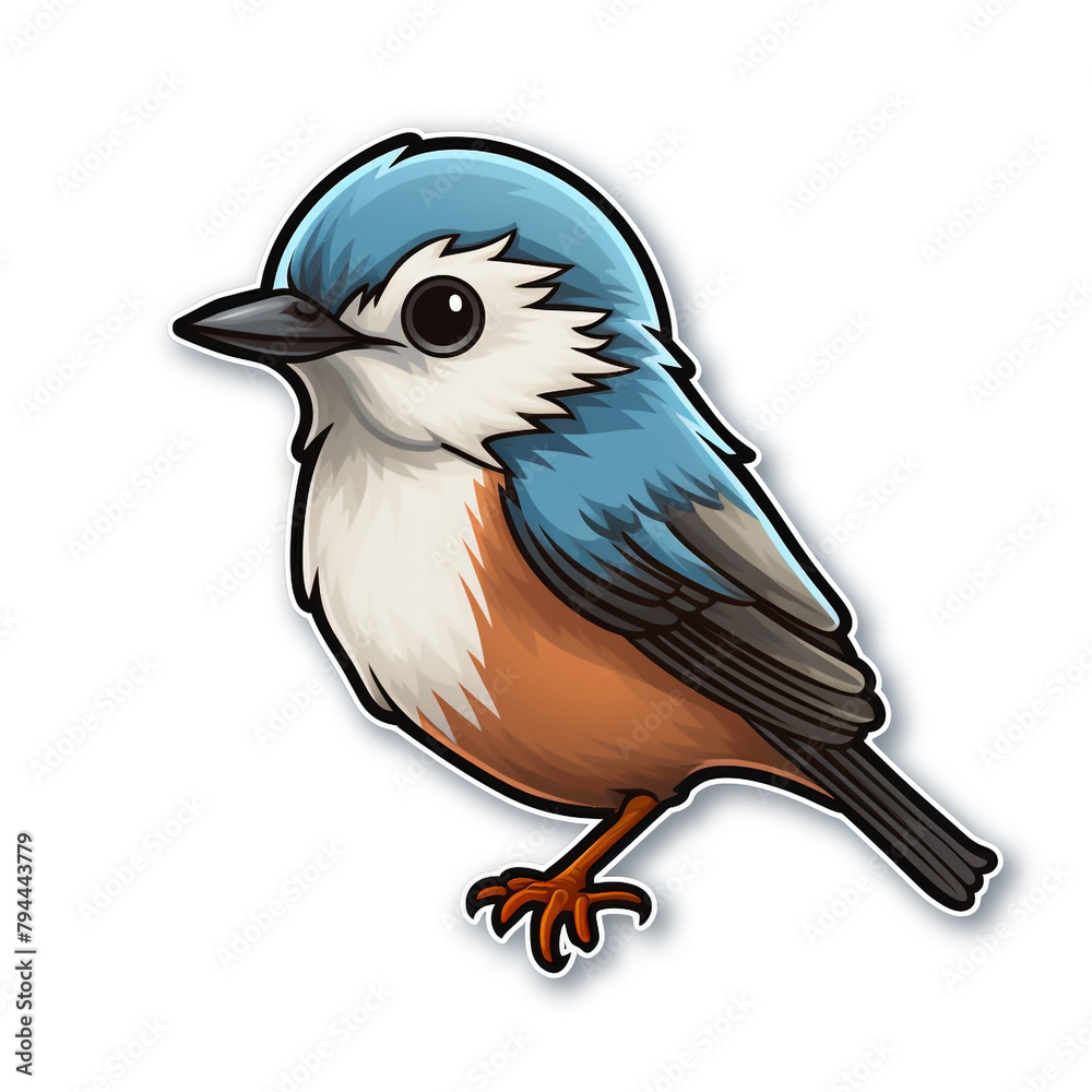 Fototapeta premium simple bird sticker with white background сreated with Generative Ai