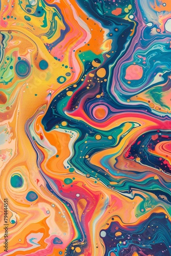 An abstract and psychedelic wallpaper featuring metallic swirls and vibrant colors