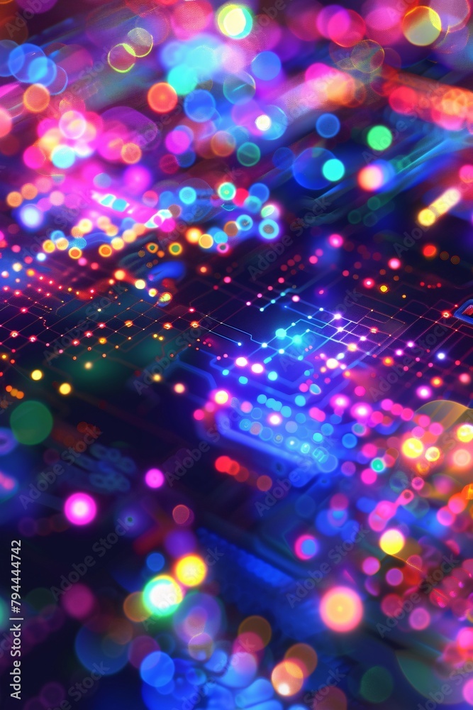 Abstract background with vibrant neon colors and futuristic patterns, resembling a digital playground Abstract background with vibrant neon colors and futuristic patterns, resembling a digital playground