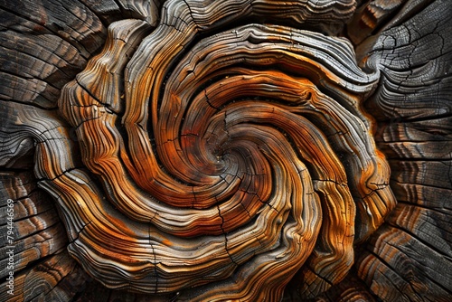 Witness the mesmerizing beauty of abstract wood stumps, where swirling lines converge in a hypnotic display