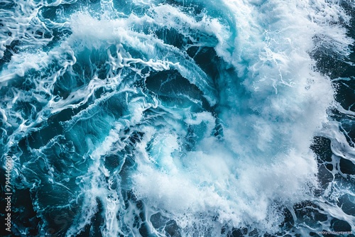 Witness the dynamic energy of abstract water formations, where crashing waves and swirling whirlpools evoke a sense of raw power and movement