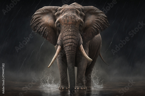 Elephant on a rainy day photo