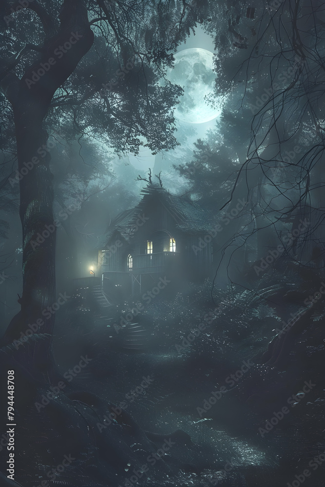 Haunted House In Creepy Forest: A Full Moon Tale