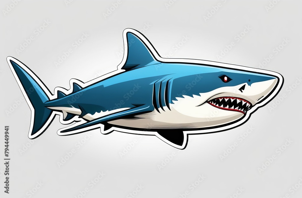 A cartoon shark , isolated on a white background A cartoon shark , isolated on a white background