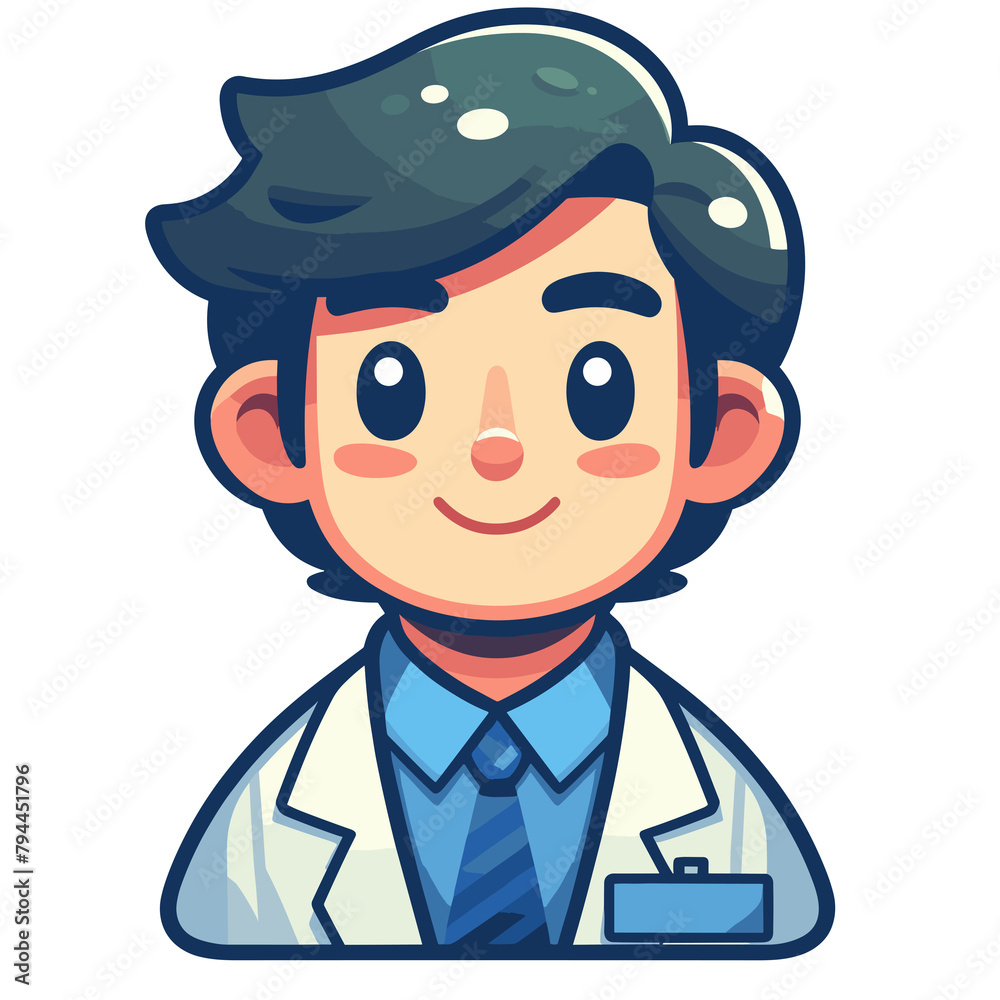 Confident Cartoon Young Male Doctor, Medical Professional Avatar