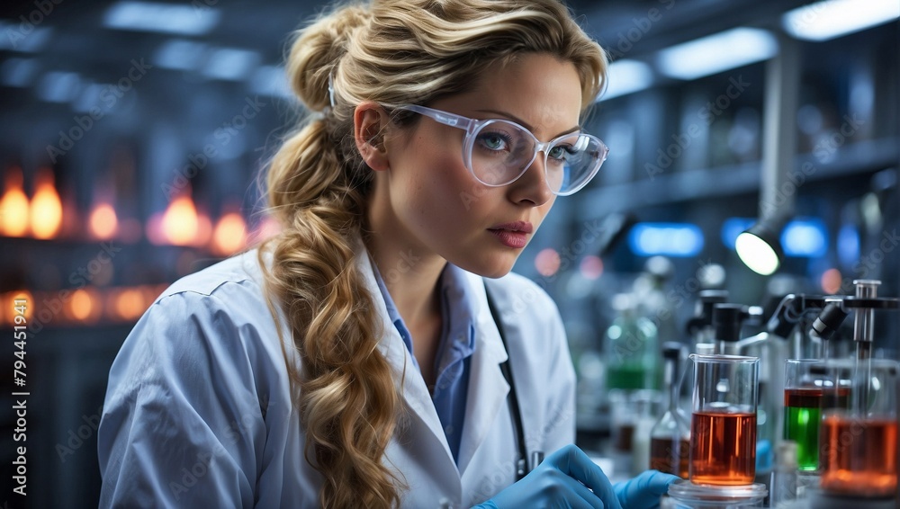 Female laboratory worker conducting research in the medical laboratory Female laboratory worker conducting research in the medical laboratory