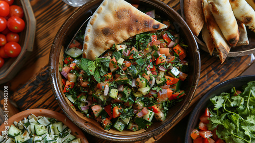 Traditional Arabic fattoush salad