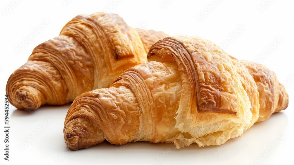 Two fresh croissants isolated