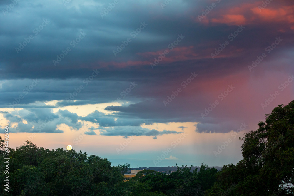 Idyllic and dramatic sky with multicolored clouds Idyllic and dramatic sky with multicolored clouds