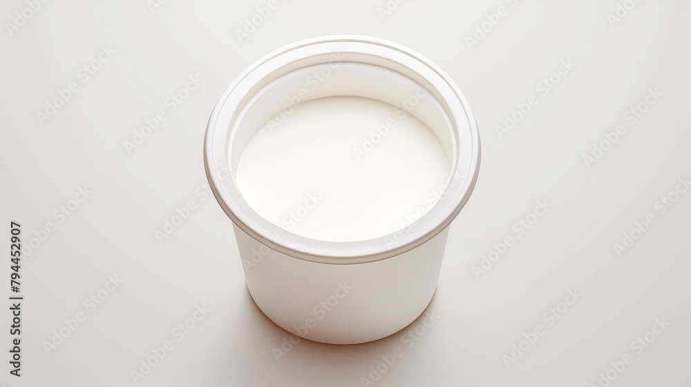 2d illustration of a white plastic container holding yogurt or ice cream isolated on a plain background