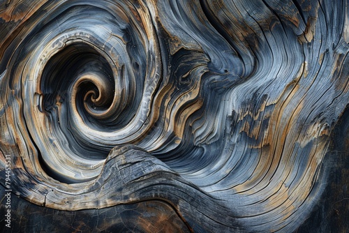 Witness the mesmerizing beauty of abstract wood stumps, where swirling lines converge in a hypnotic display
