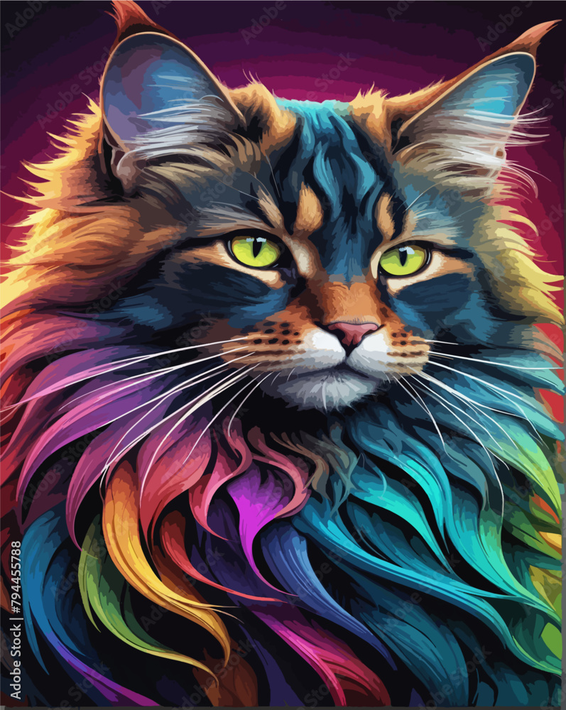 A cat with vibrant and bold colors Cute Colorful Cat A cat with vibrant and bold colors Cute Colorful Cat