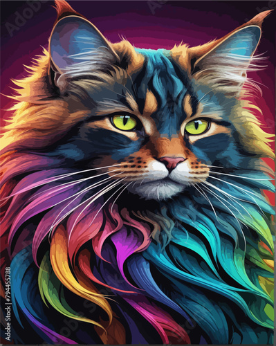 A cat with vibrant and bold colors Cute Colorful Cat © Sofioul