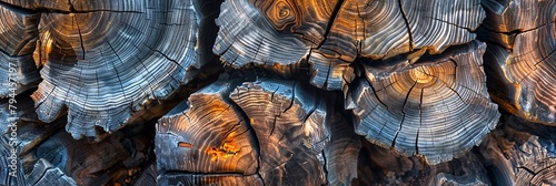 Explore a surreal landscape of abstract wood stumps, where organic patterns blend with muted colors