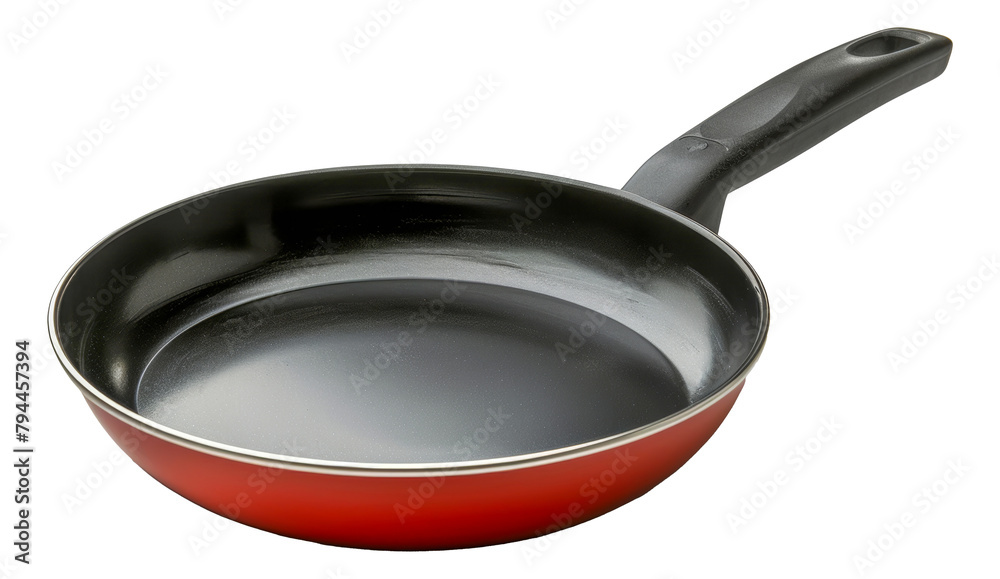 Red nonstick frying pan with black handle Red nonstick frying pan with black handle