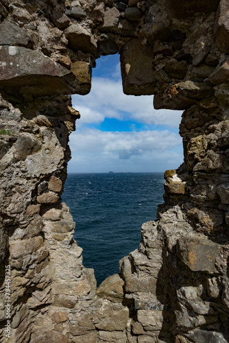 Sea View through Ruined Stone Window