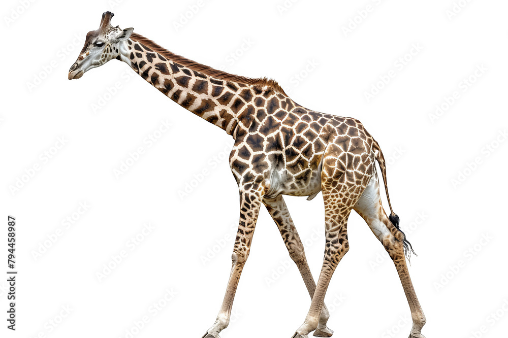 Fototapeta premium Walking giraffe on a transparent background