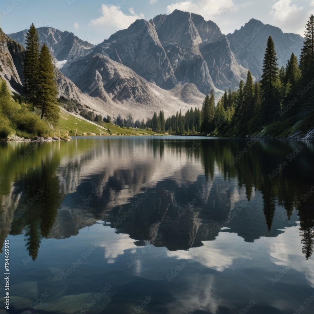 Mountain Lake Reflection On A Summer Day Mountain Lake Reflection On A Summer Day