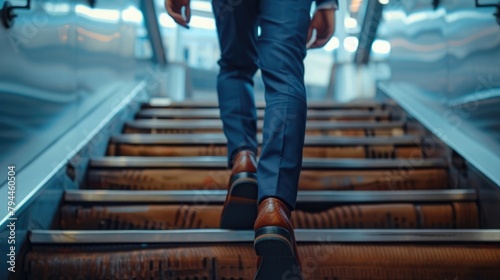 Close up of A businessman climbs the stairs.