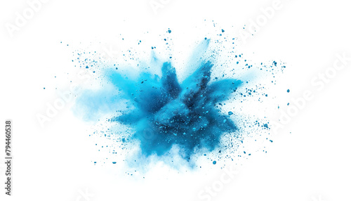 blue aquamarine turquoise color powder dust explosion PNG transparent background isolated graphic resource. Celebration, colorful festival, run or party element photo