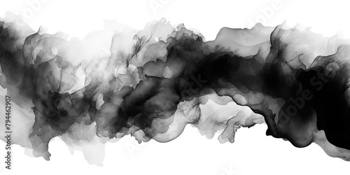 Abstract vibrant black watercolor ink motion flow swirl texture PNG transparent background isolated graphic resource. Saturated color pattern art shape design photo