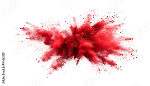 Red scarlet ruby color powder dust explosion PNG transparent background isolated graphic resource. Celebration, colorful festival, run or party element photo