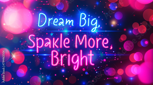 A futuristic neon-inspired background with the quote 