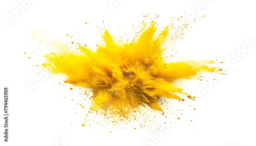 Yellow lemon gold color powder dust explosion PNG transparent background isolated graphic resource. Celebration, colorful festival, run or party element