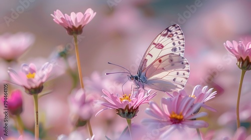 A rice paper butterfly, Idea leocone, pollinating pink daisies.  Westford, Massachusetts., 8k   © Love Muhammad
