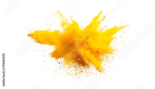 Yellow lemon gold color powder dust explosion PNG transparent background isolated graphic resource. Celebration, colorful festival, run or party element