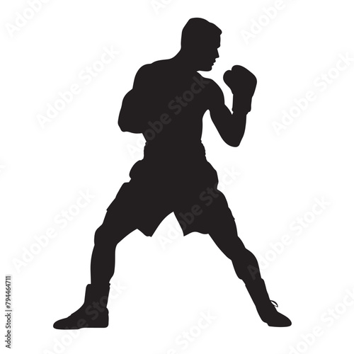 Vector silhouette of a boxer sports person. Flat cutout icon