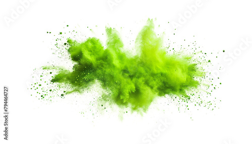 Green lime emerald color powder dust explosion PNG transparent background isolated graphic resource. Celebration, colorful festival, run or party element