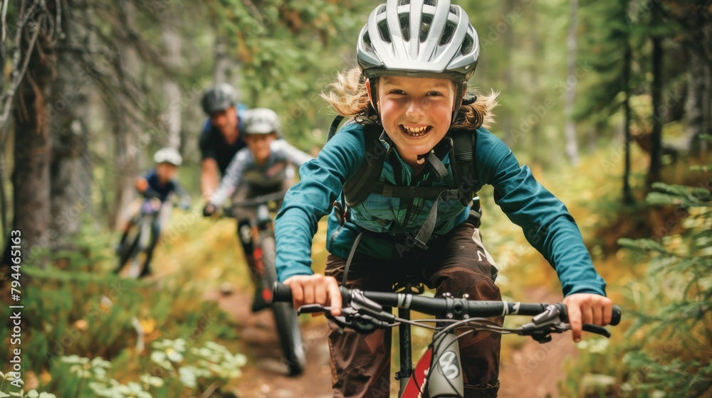 A family navigates thrilling mountain bike trails