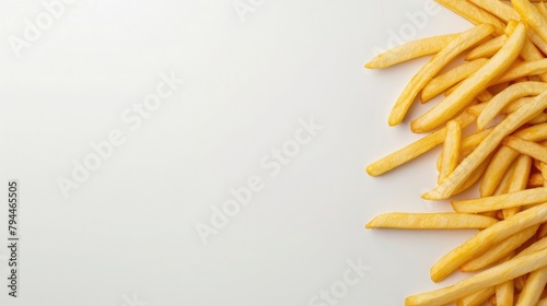 French fries on a white neutral background, leaving plenty of empty space for text or additional elements.
